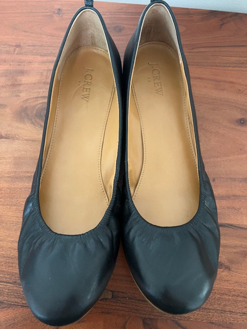 J. Crew Black Italian Leather Ballet Flats | Size 10